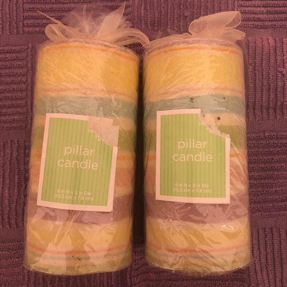 SET OF 2 VINTAGE TARGET PASTEL GLITTERY PILLAR CANDLES - Picture 1 of 6